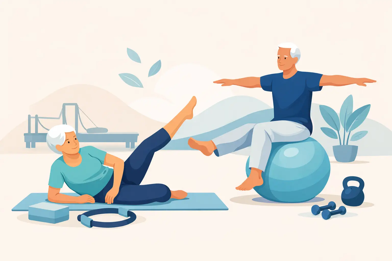 Pilates para adultos mayores, fuerza y equilibrio