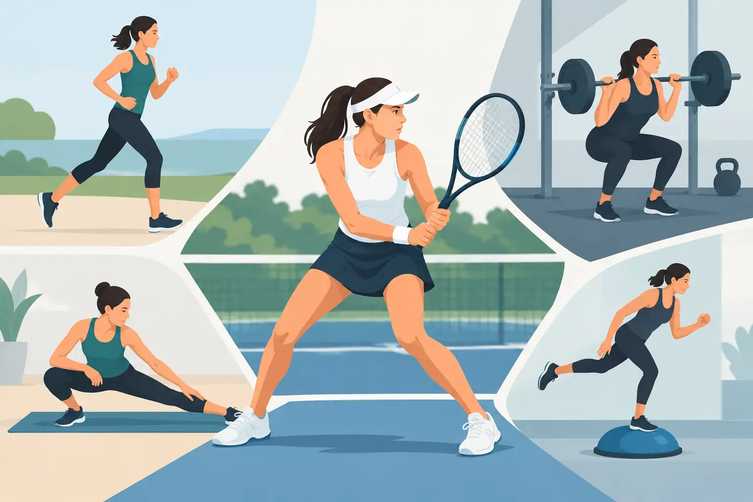 Ejemplo de entrenamiento cruzado para tenis