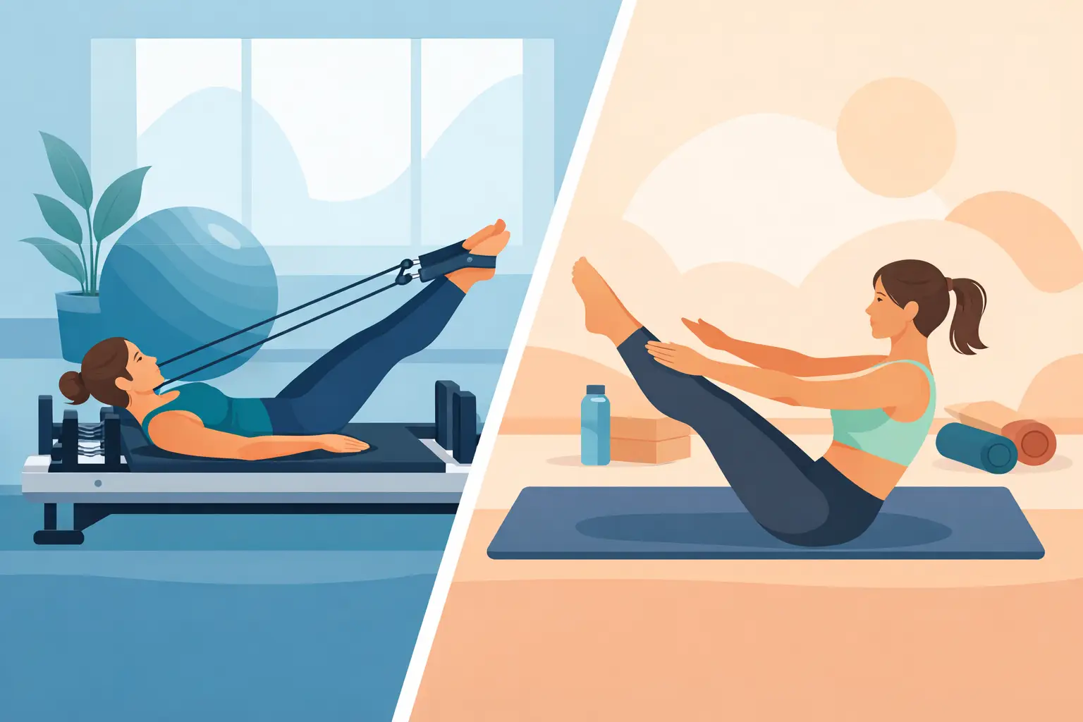 Pilates máquinas vs mat: cuál te conviene